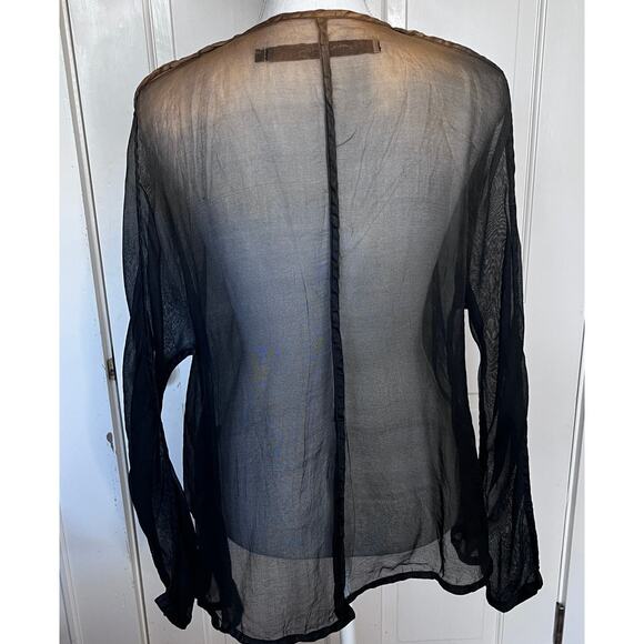 Cynthia Ashby Silk Black and Gold Ombre Top, Size XS - Picture 2 of 6